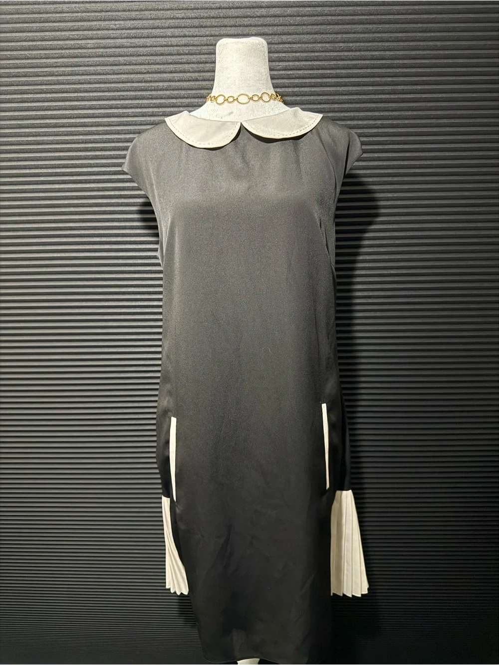 Ted Baker Black Midi Dress with White Peter Pan Collar